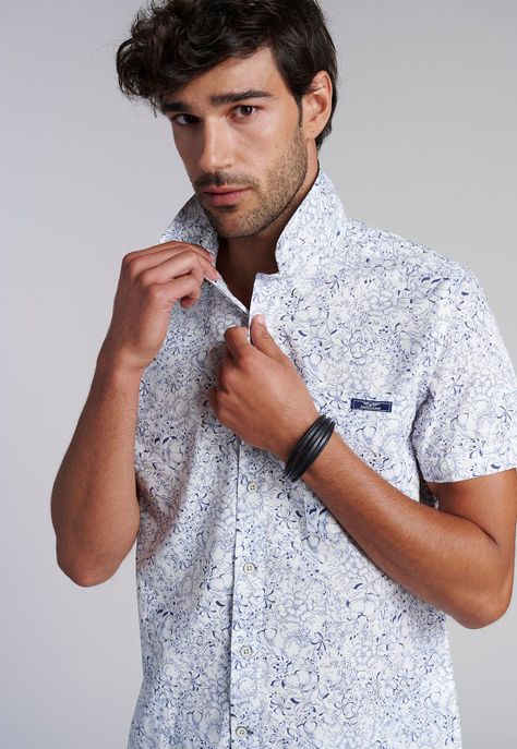 Camisa Estampada Hawai Fj Blue-4