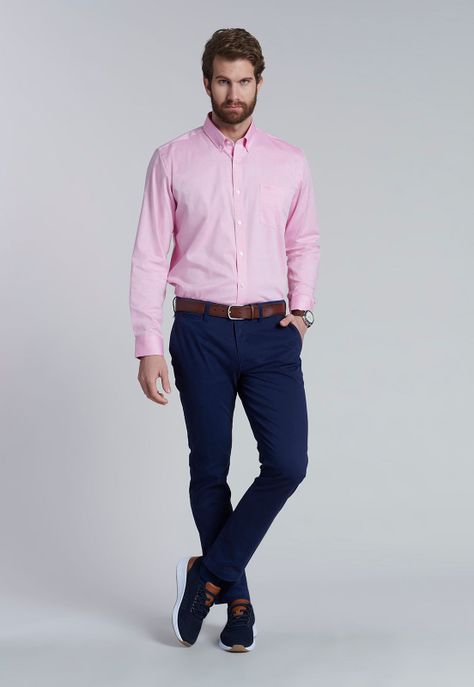 Camisa Smart Casual Oxford Fucsia-1