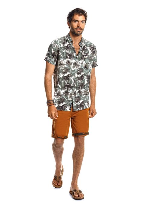 Camisa Manga Corta Estampada Michigan Fj Green-1
