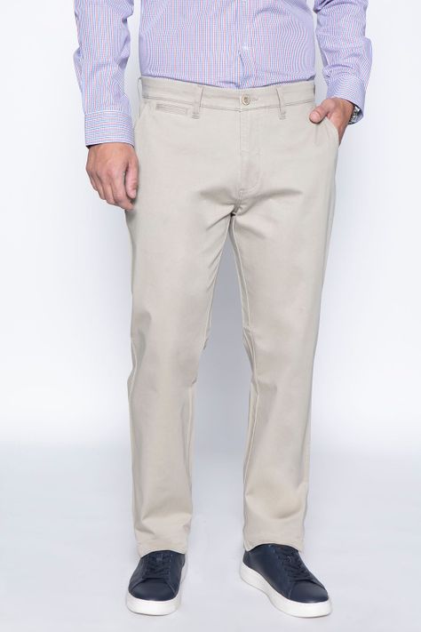 Pantalón Twill Without Pleats L/33 Almond-0