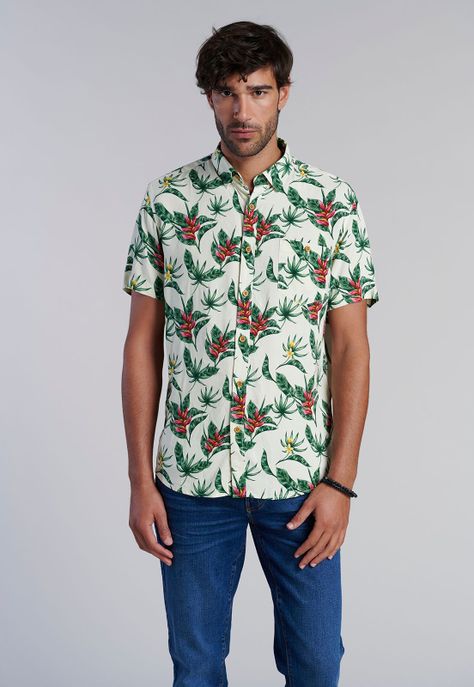 Camisa Estampada Dublin Fj Ecru-0