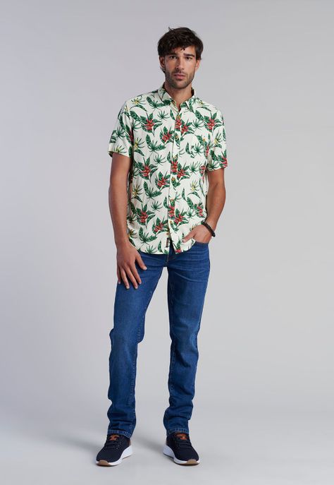 Camisa Estampada Dublin Fj Ecru-1