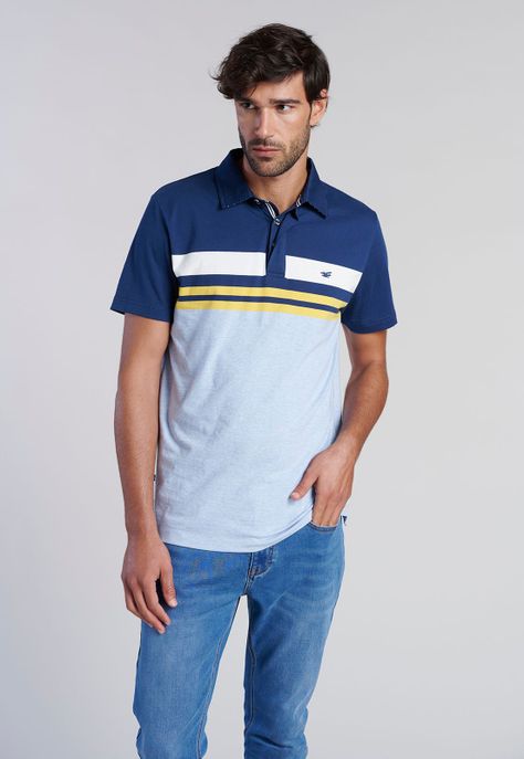 Polera Polo Rayas Chicago Sky Melange-0