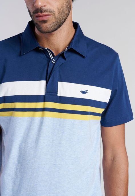 Polera Polo Rayas Chicago Sky Melange-2