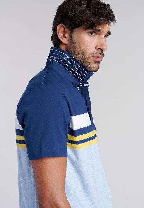 Polera Polo Rayas Chicago Sky Melange-4