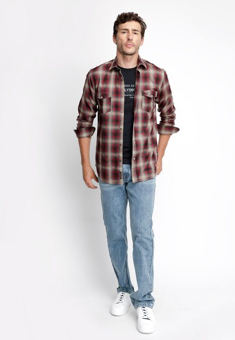 Camisa Checkered College Fj Red-3