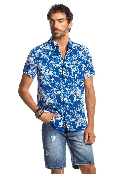 Camisa Manga Corta Estampada San Diego Blue-0