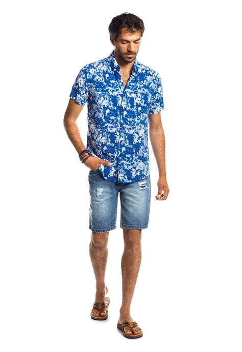 Camisa Manga Corta Estampada San Diego Blue-1