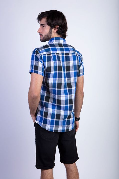 Camisa Checkered Irving F Navy-1