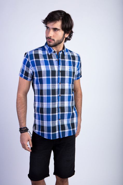 Camisa Checkered Irving F Navy-0