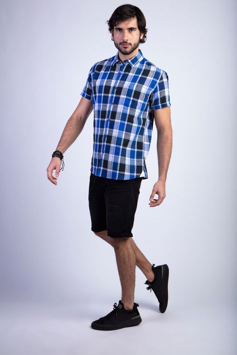 Camisa Checkered Irving F Navy-2
