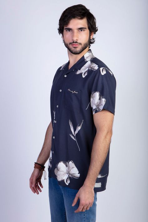 Camisa Estampada Flores Fj Black-0