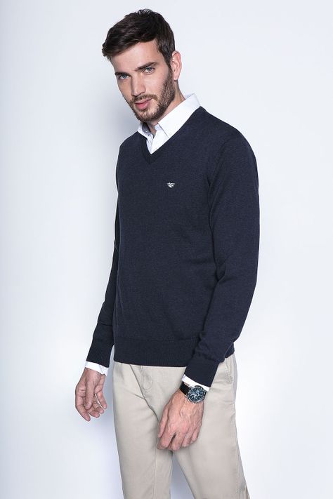 Melange Sweater Smart Casual L/S Navy-0