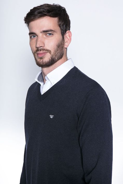 Melange Sweater Smart Casual L/S Navy-2