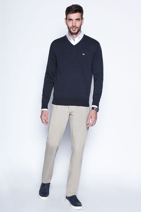 Melange Sweater Smart Casual L/S Navy-3