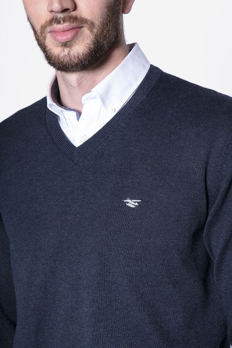 Melange Sweater Smart Casual L/S Navy-4