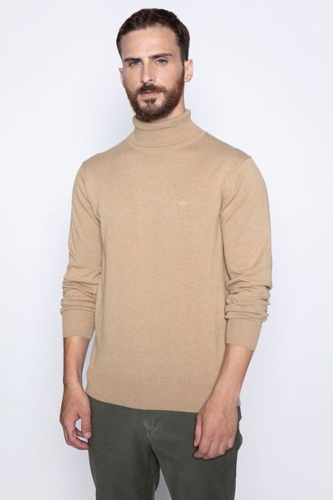 Sweater Smart Casual Turtle Neck Camel-0