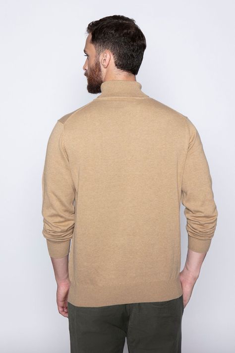 Sweater Smart Casual Turtle Neck Camel-1