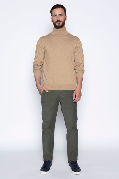 Sweater Smart Casual Turtle Neck Camel-3