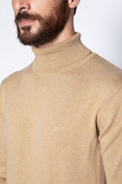 Sweater Smart Casual Turtle Neck Camel-4