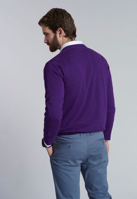 Sweater V Neck Solido F Dk Violet-3