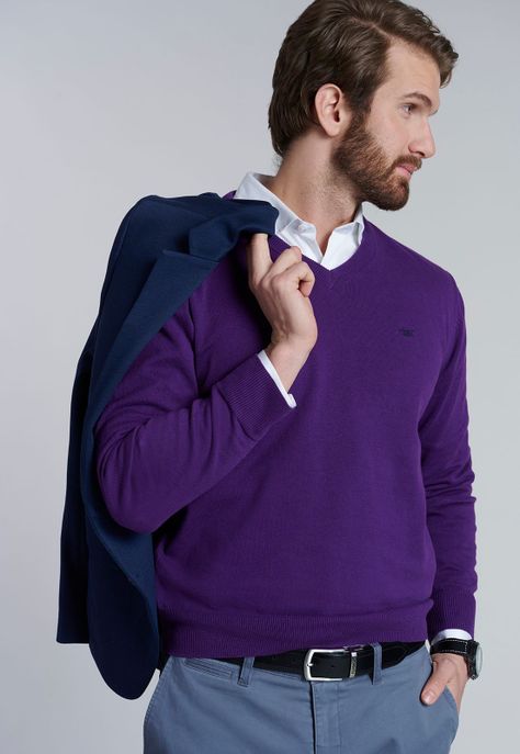 Sweater V Neck Solido F Dk Violet-4