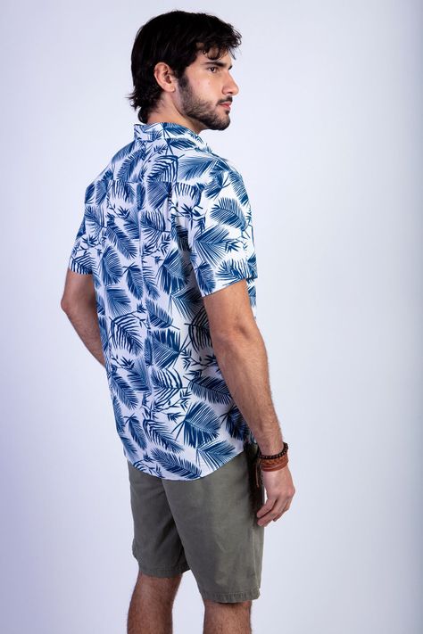 Camisa Estampada Palmera Fj Blue-1