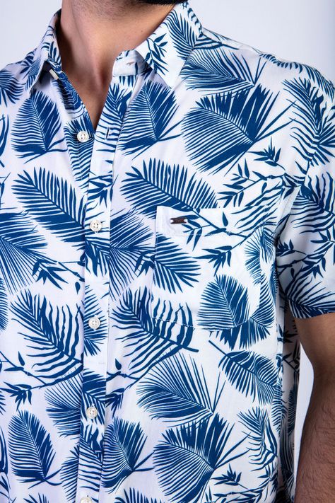 Camisa Estampada Palmera Fj Blue-3