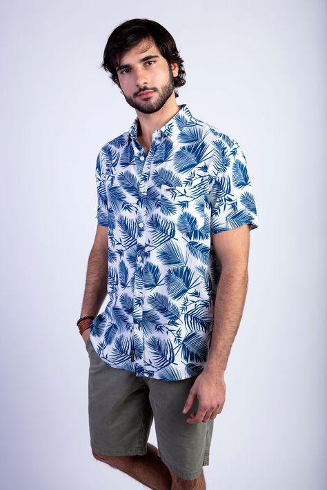 Camisa Estampada Palmera Fj Blue-0