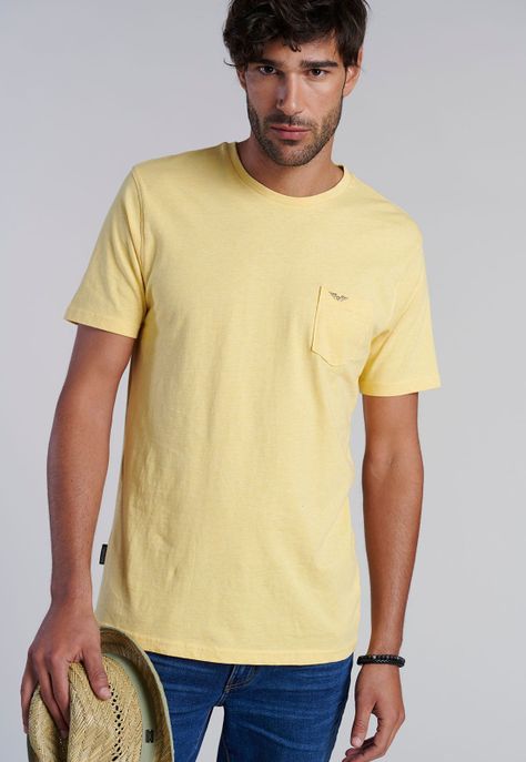 Polera Bolsillo Houston Yellow Melange-4