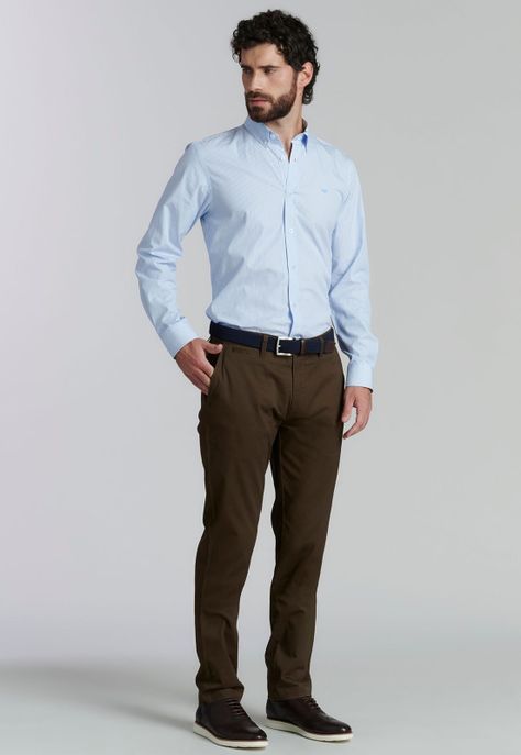 Pantalón Twill Slim /33 Business Brown-1