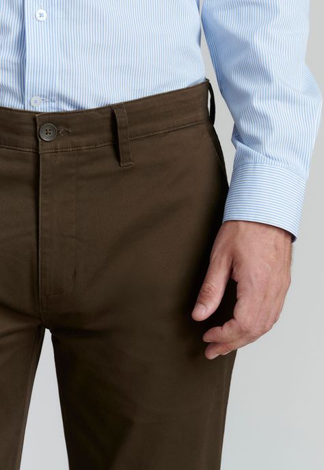 Pantalón Twill Slim /33 Business Brown-2