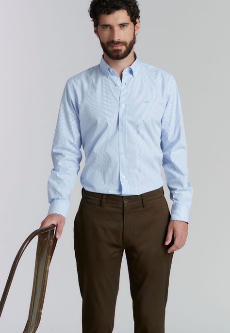 Pantalón Twill Slim /33 Business Brown-4