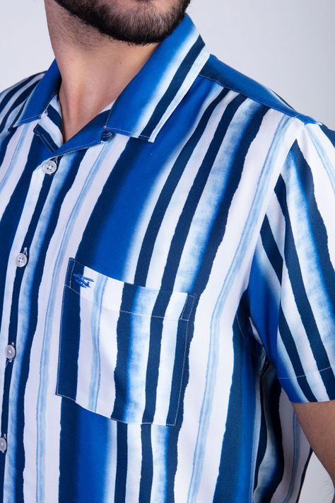 Camisa Estampada Aqua F Blue-3