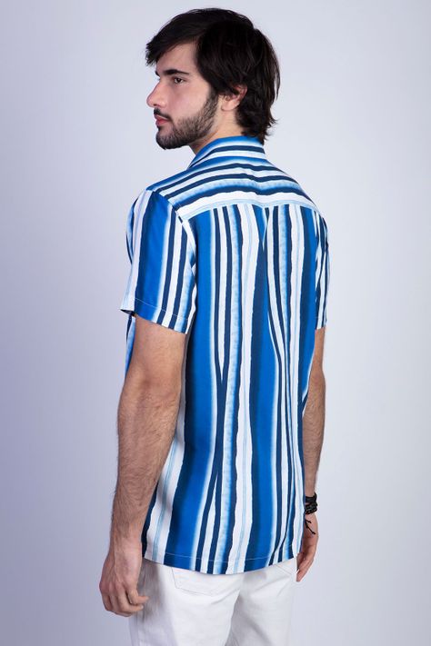 Camisa Estampada Aqua F Blue-1