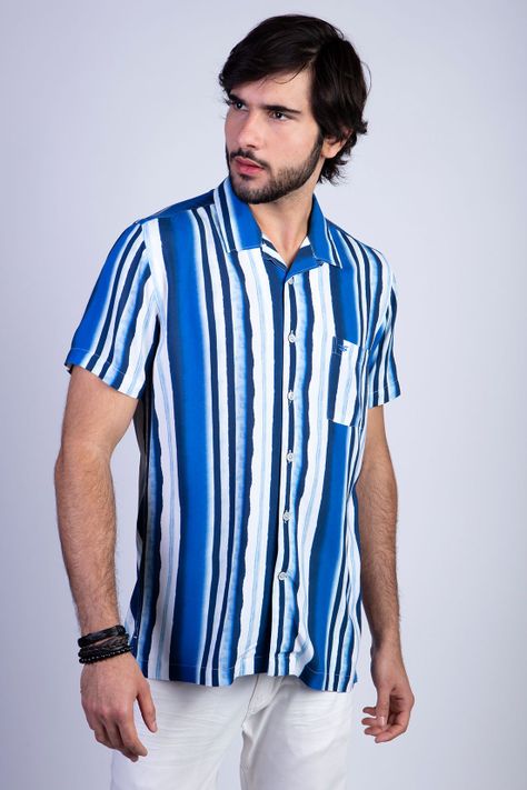 Camisa Estampada Aqua F Blue-0