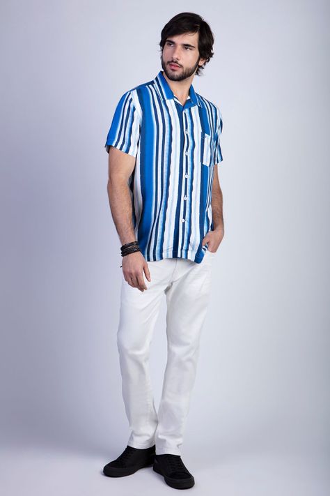 Camisa Estampada Aqua F Blue-2