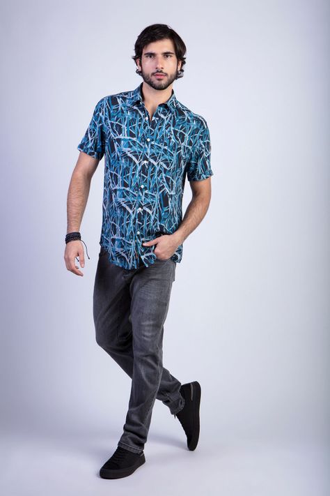 Camisa Estampada Bamboo Fj Blue-3