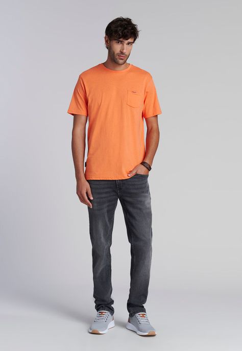 Polera Bolsillo Houston Orange Melange-1