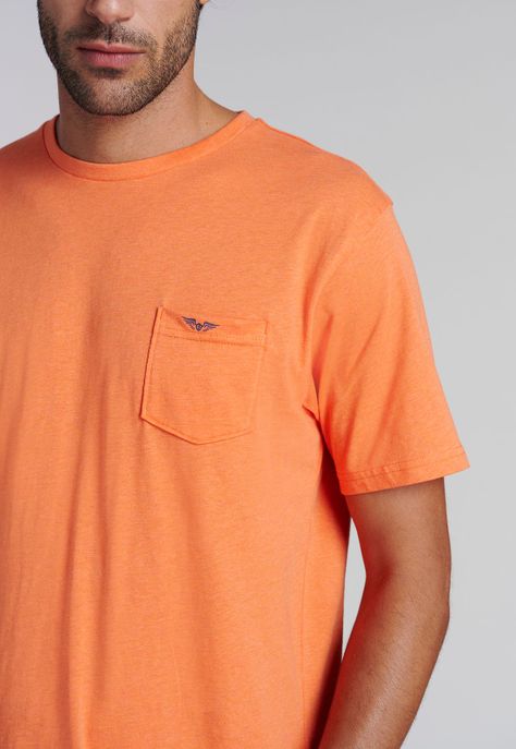 Polera Bolsillo Houston Orange Melange-2
