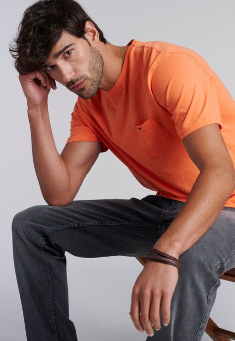 Polera Bolsillo Houston Orange Melange-4