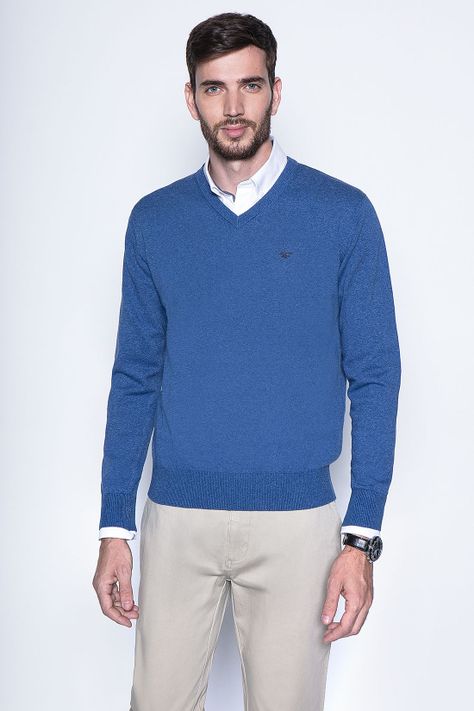 Melange Sweater Smart Casual L/S Blue-0