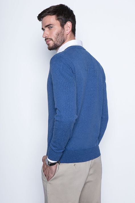 Melange Sweater Smart Casual L/S Blue-1