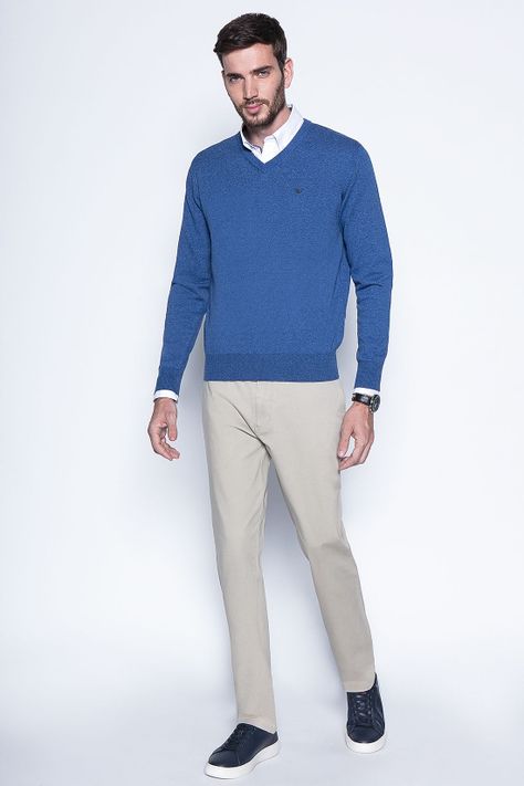 Melange Sweater Smart Casual L/S Blue-3