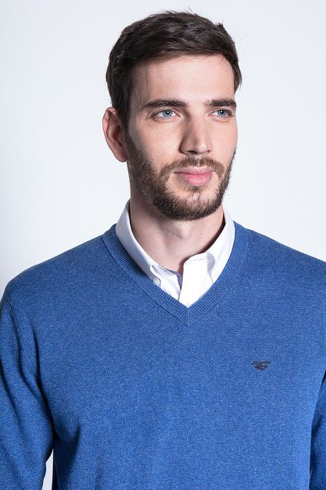 Melange Sweater Smart Casual L/S Blue-2