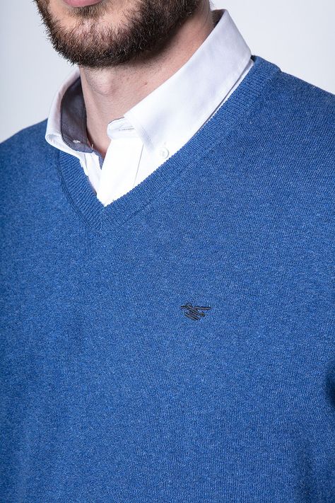 Melange Sweater Smart Casual L/S Blue-4