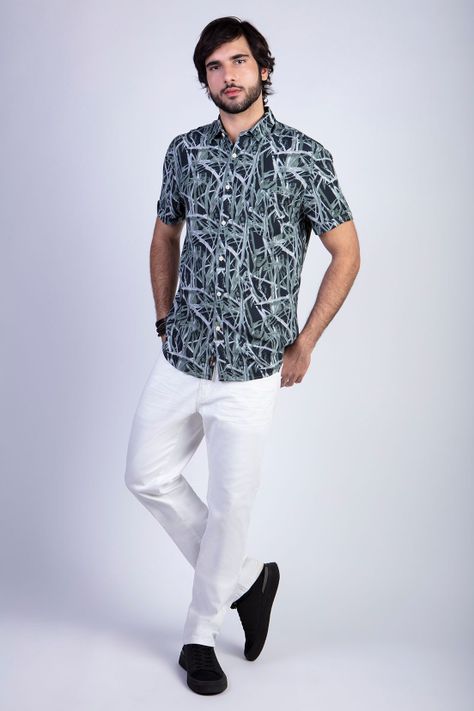 Camisa Estampada Bamboo Fj Green-2