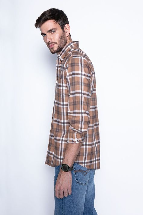 Camisa Checkered Denver F Camel-0