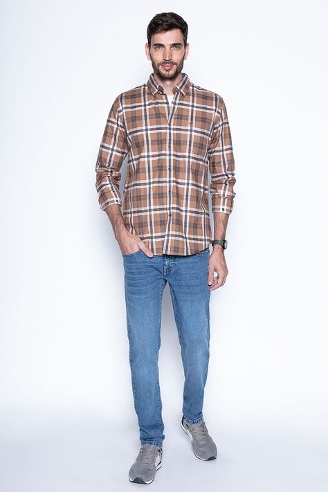 Camisa Checkered Denver F Camel-3