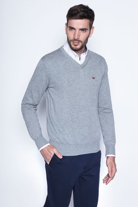 Melange Sweater Smart Casual L/S Lt Grey-0